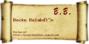 Bocke Balabán névjegykártya